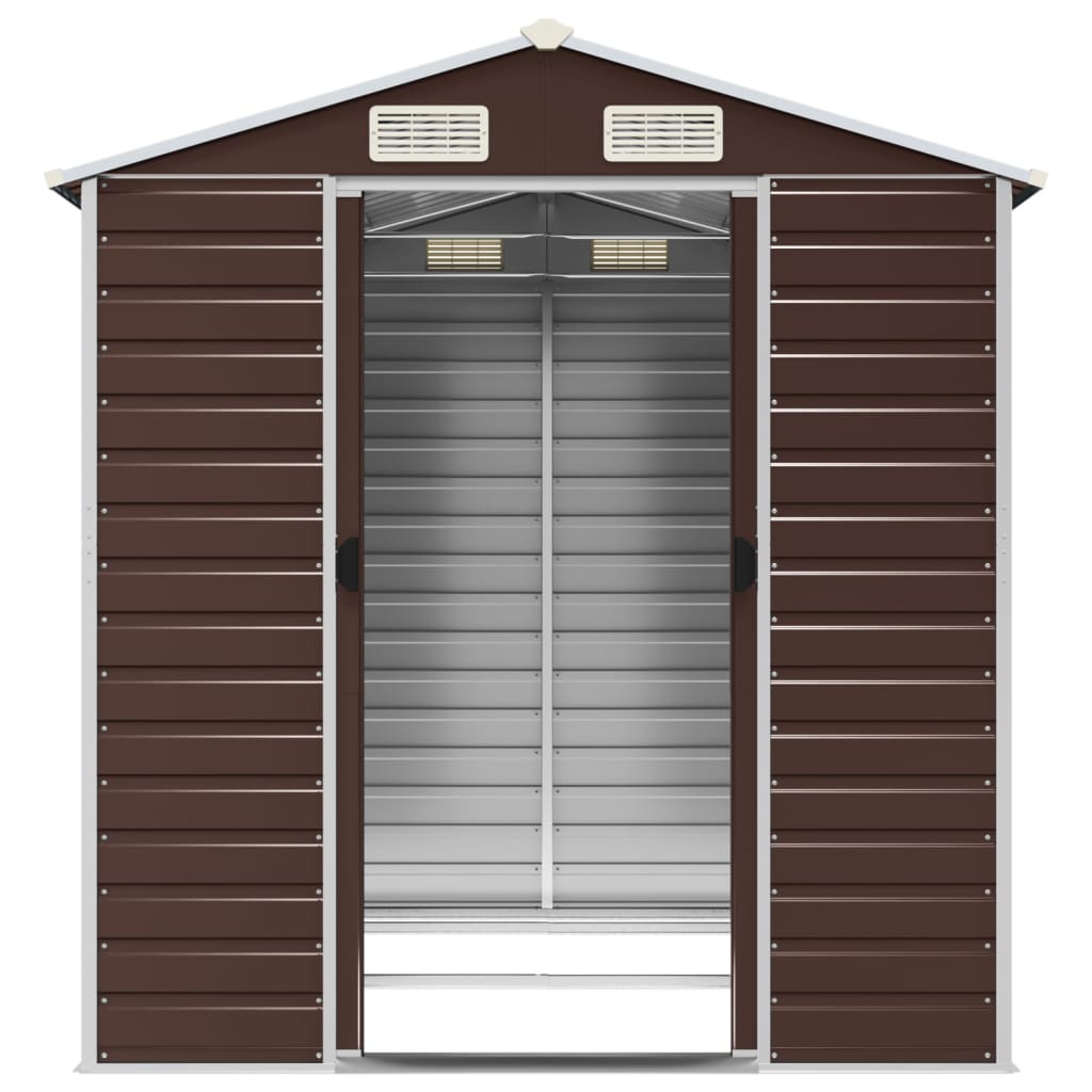 Casetta da giardino marrone 191x215x198 cm in acciaio zincato