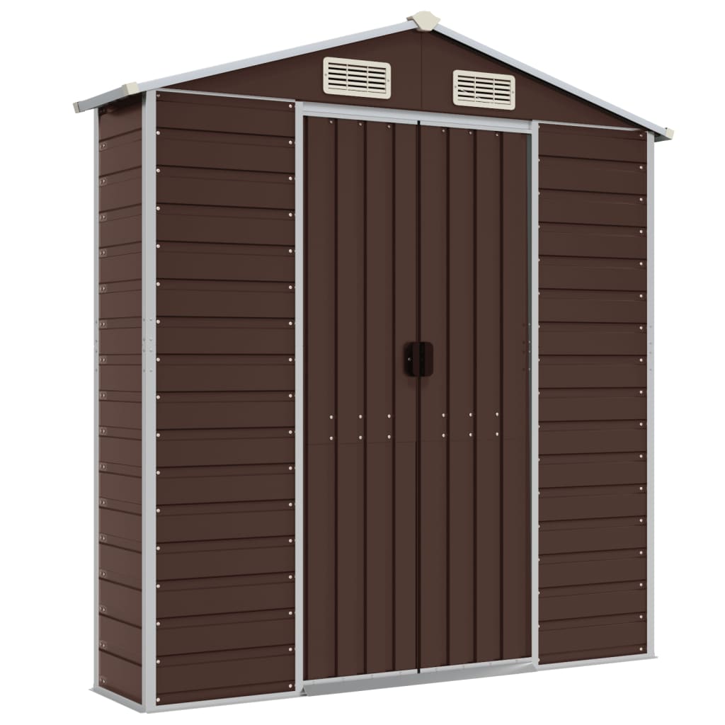 Casetta da giardino marrone 191x215x198 cm in acciaio zincato