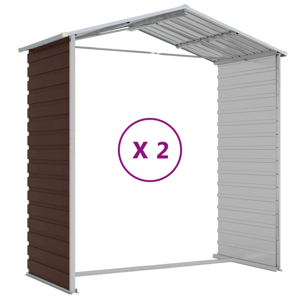Casetta da giardino marrone 191x215x198 cm in acciaio zincato