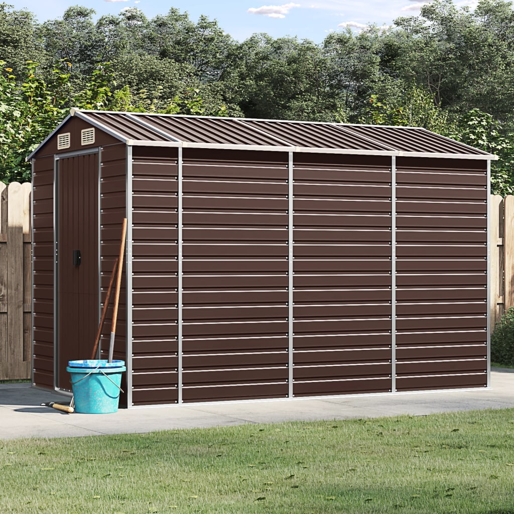 Casetta da giardino marrone 191x300x198 cm in acciaio zincato