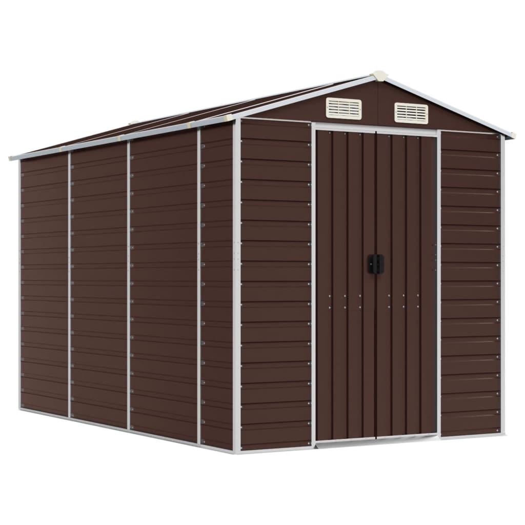 Casetta da giardino marrone 191x300x198 cm in acciaio zincato