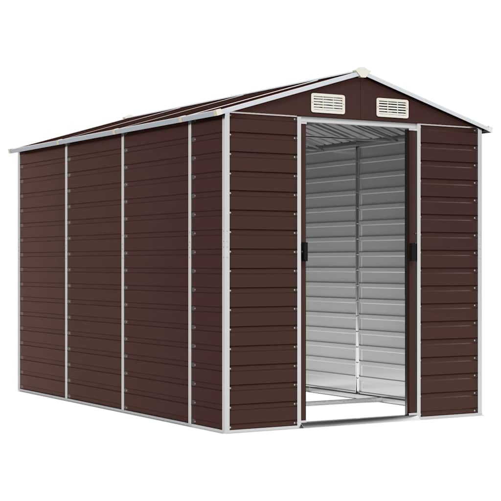 Casetta da giardino marrone 191x300x198 cm in acciaio zincato