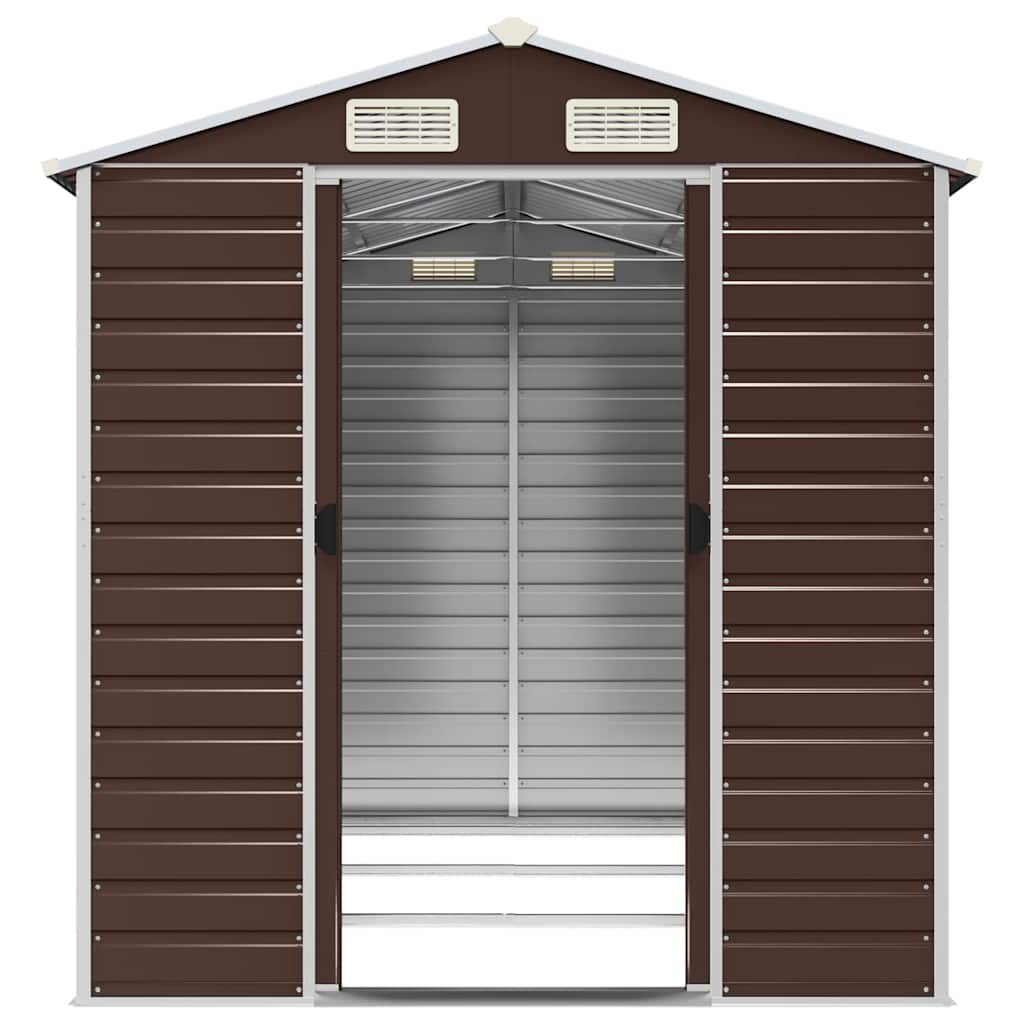 Casetta da giardino marrone 191x300x198 cm in acciaio zincato