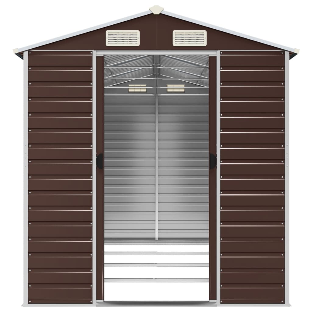 Casetta da giardino marrone 191x385x198 cm in acciaio zincato