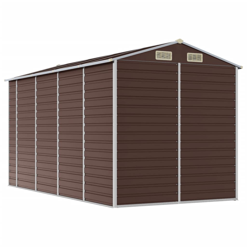 Casetta da giardino marrone 191x385x198 cm in acciaio zincato