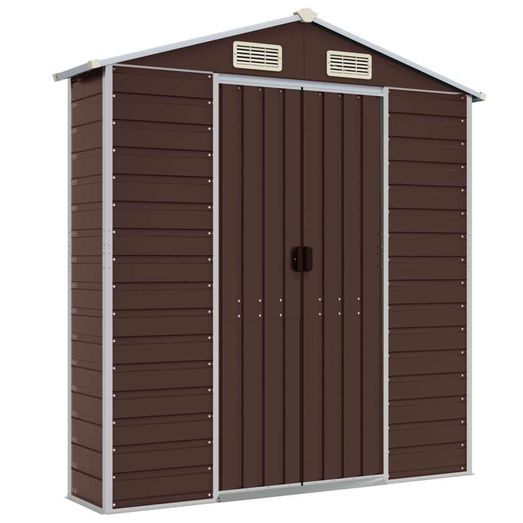 Casetta da giardino marrone 191x385x198 cm in acciaio zincato