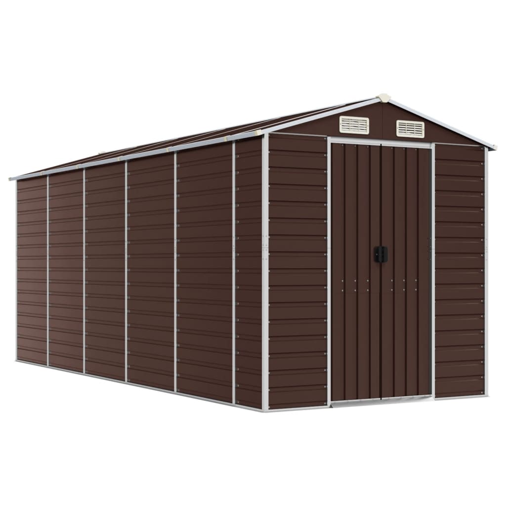Casetta da giardino marrone 191x470x198 cm in acciaio zincato