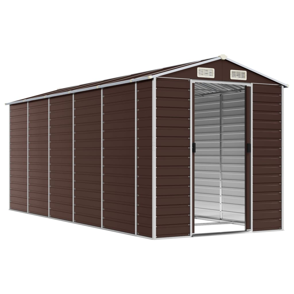 Casetta da giardino marrone 191x470x198 cm in acciaio zincato