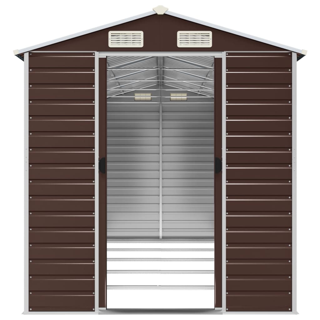 Casetta da giardino marrone 191x470x198 cm in acciaio zincato