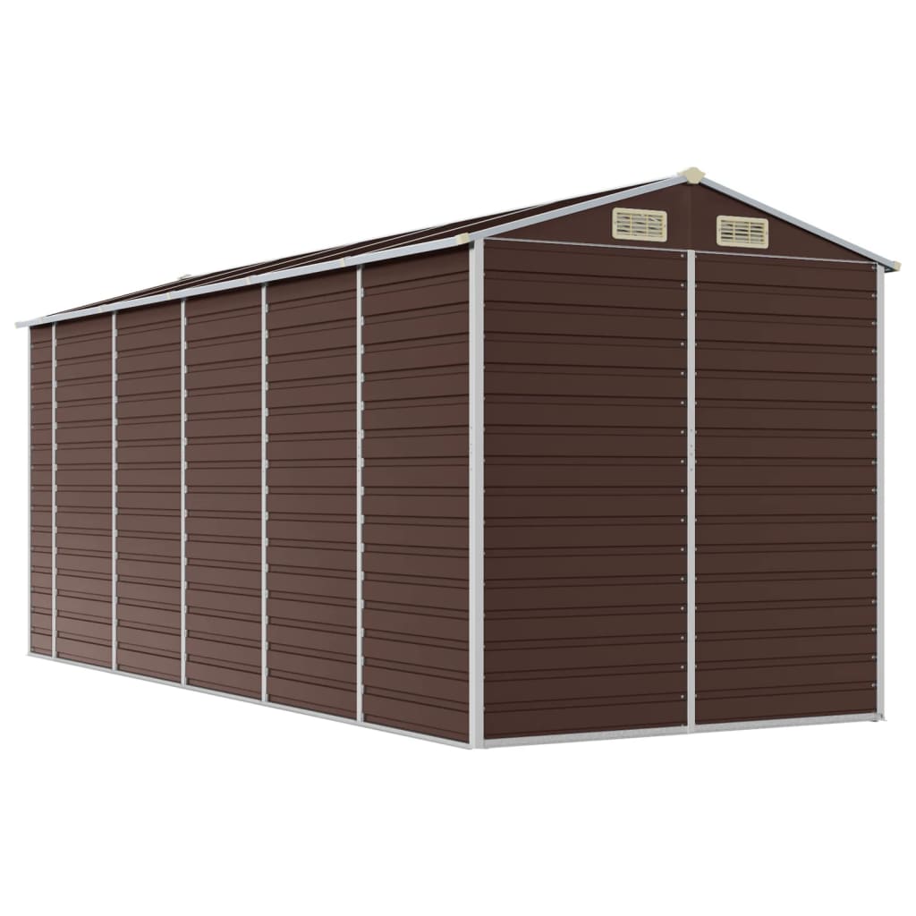 Casetta da giardino marrone 191x470x198 cm in acciaio zincato
