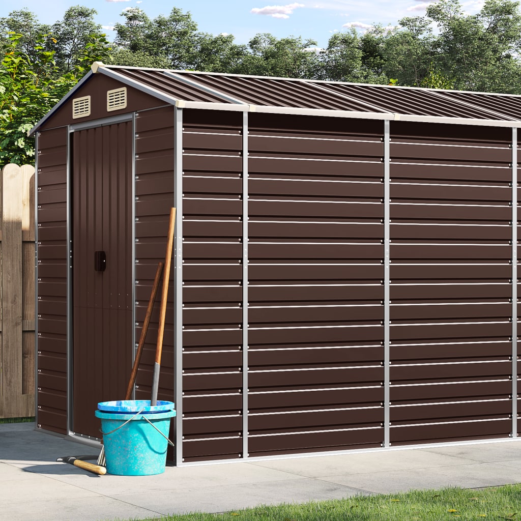 Casetta da giardino marrone 191x555x198 cm in acciaio zincato