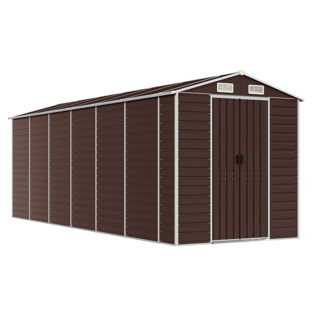 Casetta da giardino marrone 191x555x198 cm in acciaio zincato