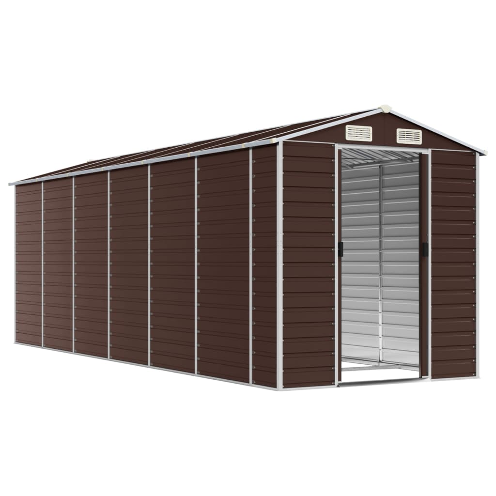 Casetta da giardino marrone 191x555x198 cm in acciaio zincato