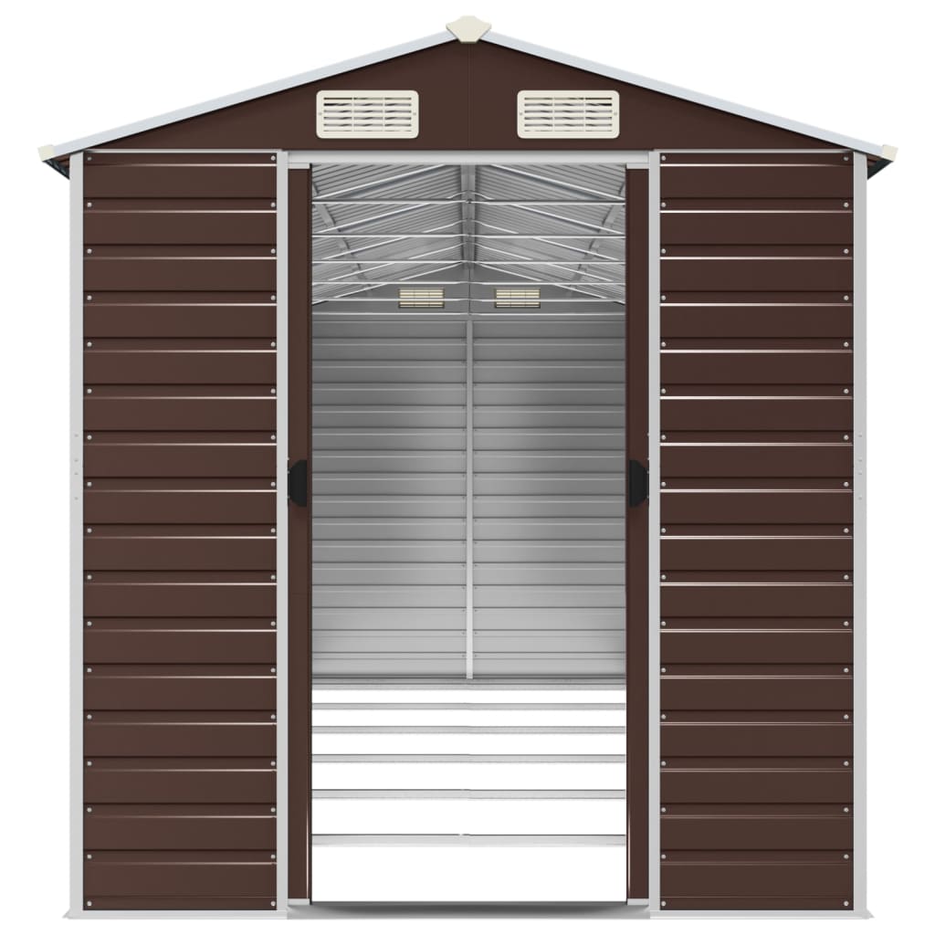 Casetta da giardino marrone 191x555x198 cm in acciaio zincato