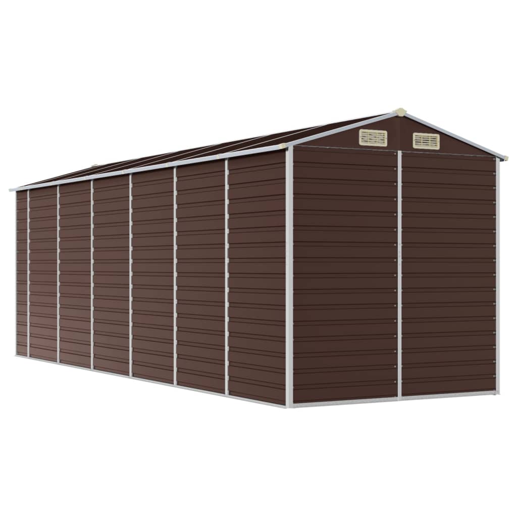 Casetta da giardino marrone 191x555x198 cm in acciaio zincato