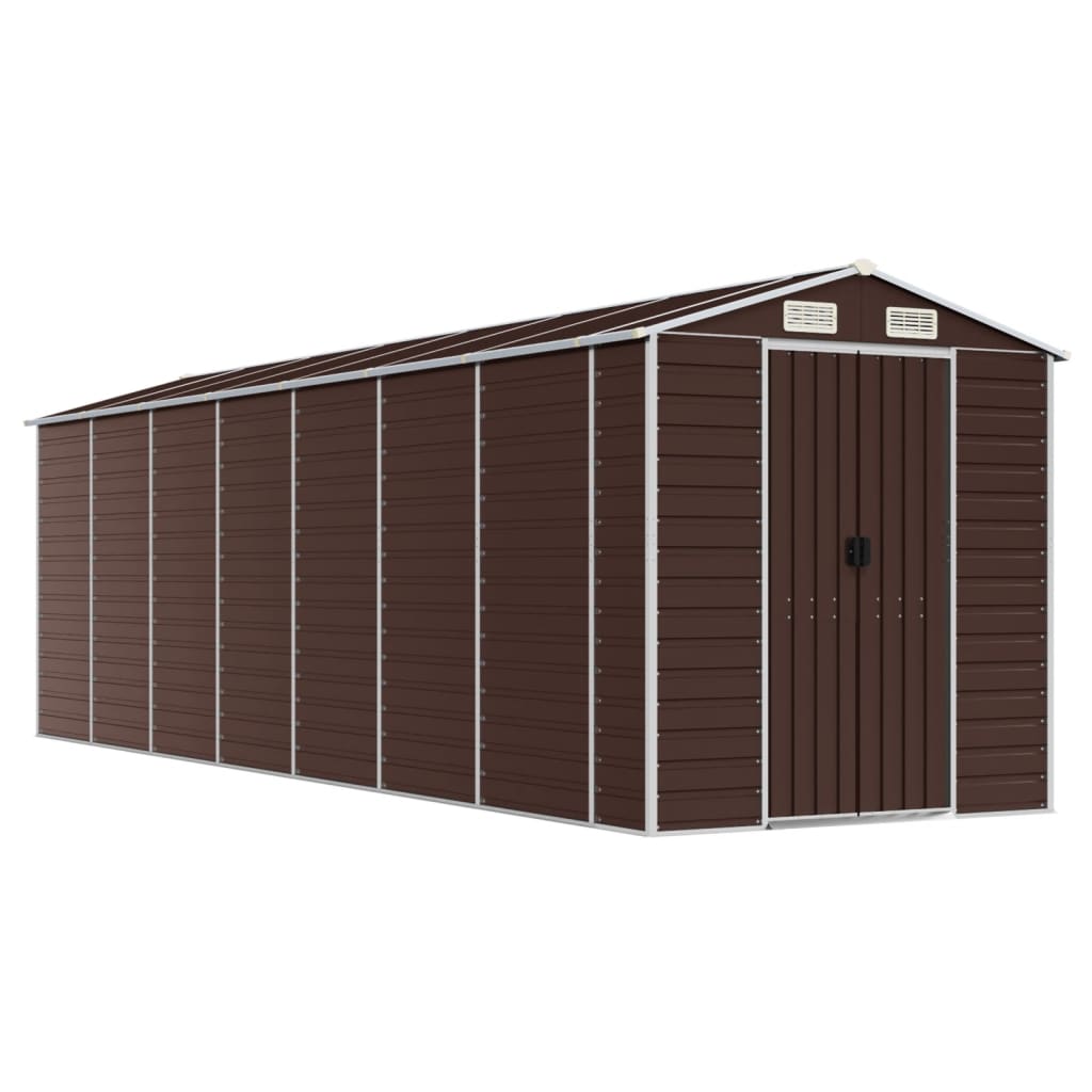 Casetta da giardino marrone 191x640x198 cm in acciaio zincato