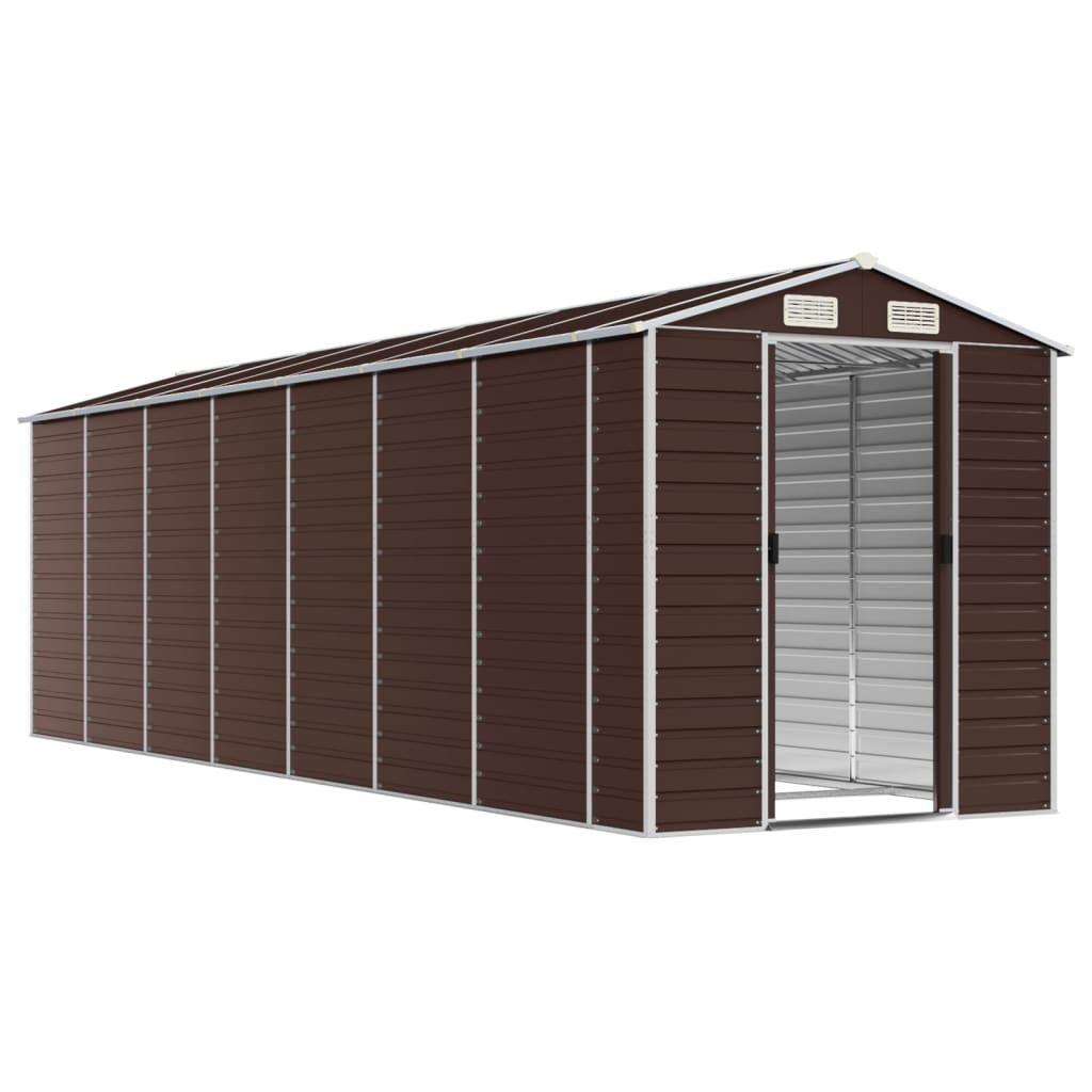 Casetta da giardino marrone 191x640x198 cm in acciaio zincato