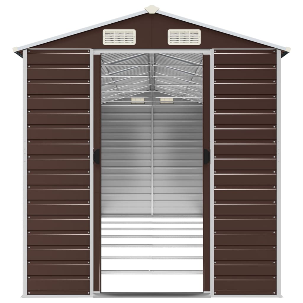 Casetta da giardino marrone 191x640x198 cm in acciaio zincato