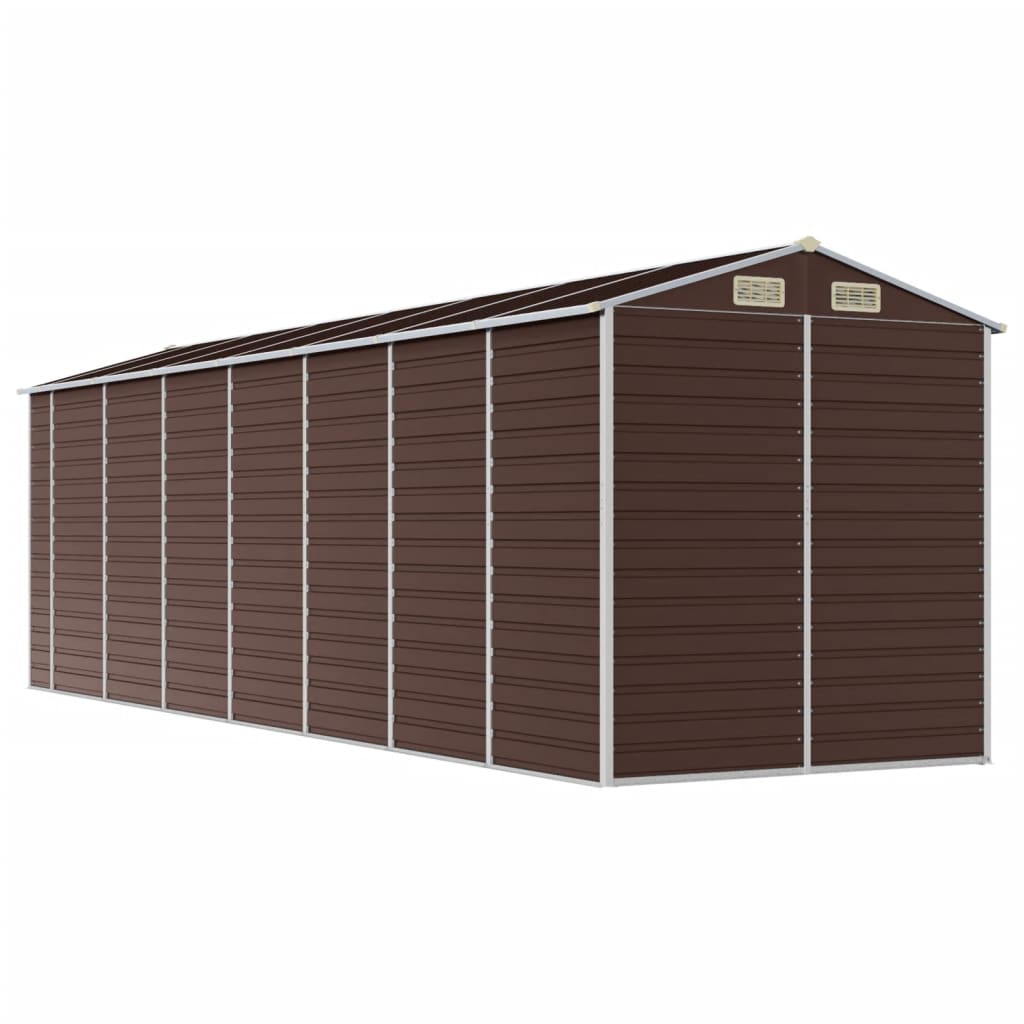 Casetta da giardino marrone 191x640x198 cm in acciaio zincato
