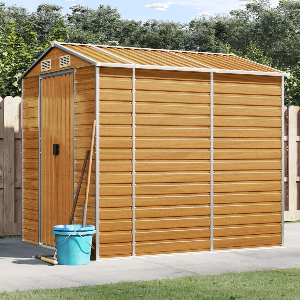 Casetta da giardino marrone chiaro 191x215x198 cm in acciaio zincato