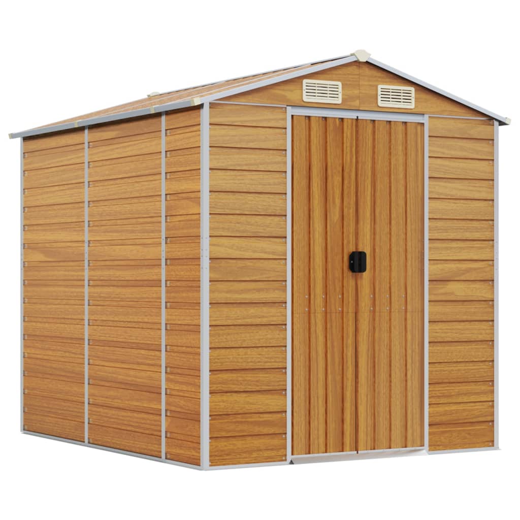Casetta da giardino marrone chiaro 191x215x198 cm in acciaio zincato