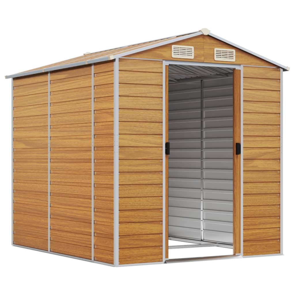 Casetta da giardino marrone chiaro 191x215x198 cm in acciaio zincato