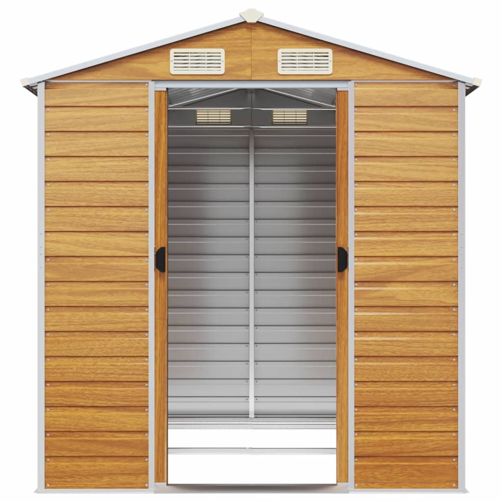 Casetta da giardino marrone chiaro 191x215x198 cm in acciaio zincato