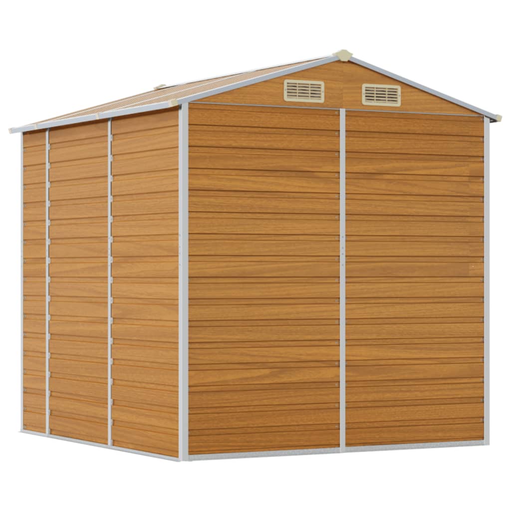 Casetta da giardino marrone chiaro 191x215x198 cm in acciaio zincato