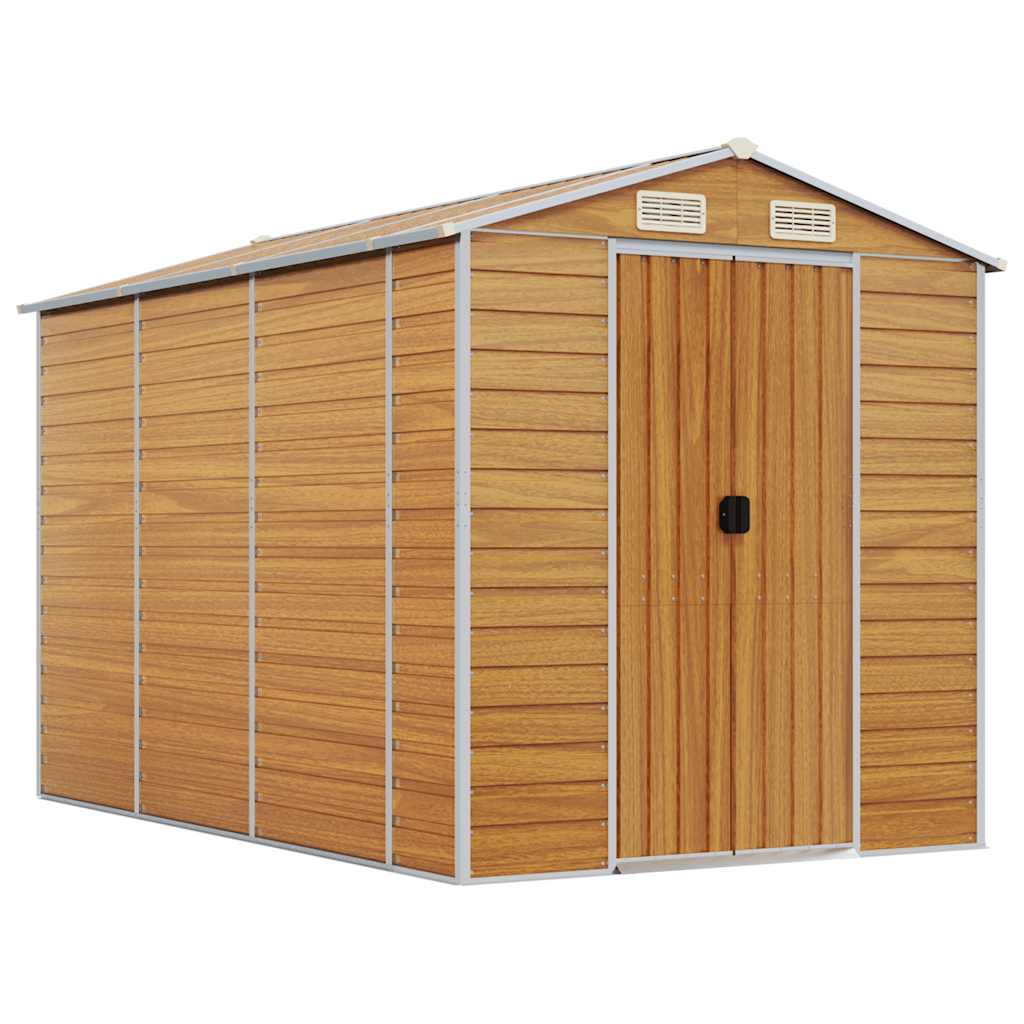 Casetta da giardino marrone chiaro 191x300x198 cm in acciaio zincato
