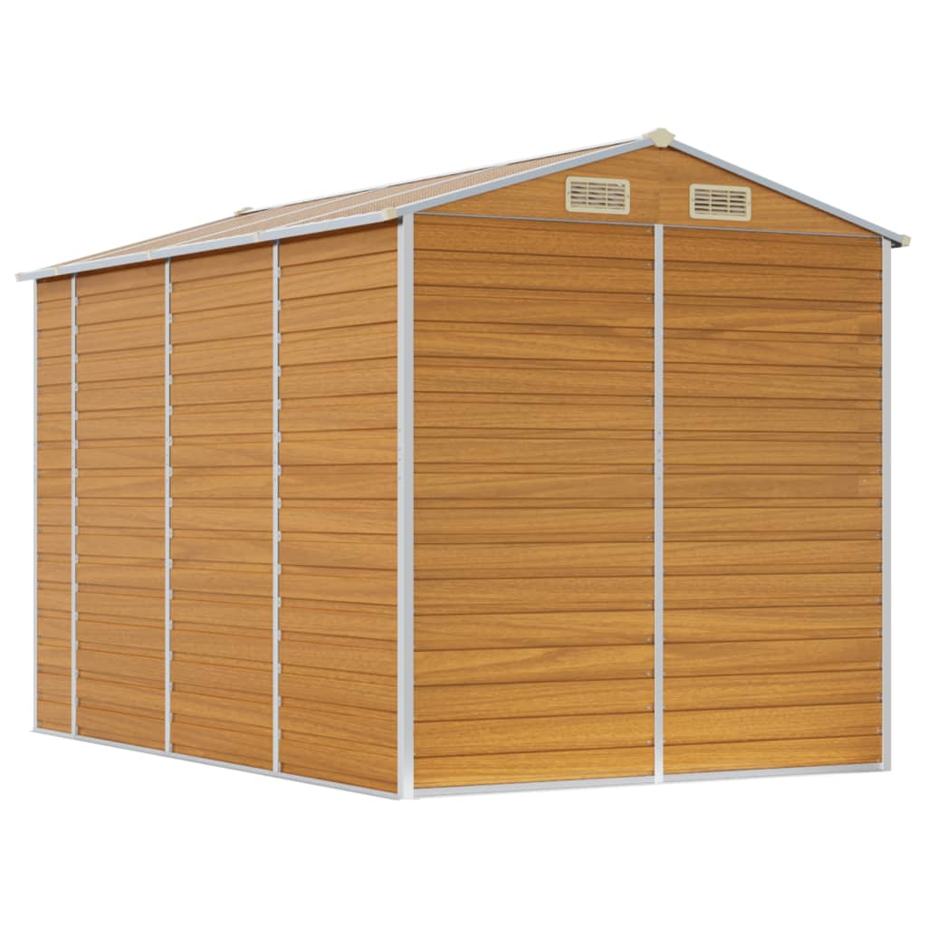 Casetta da giardino marrone chiaro 191x300x198 cm in acciaio zincato