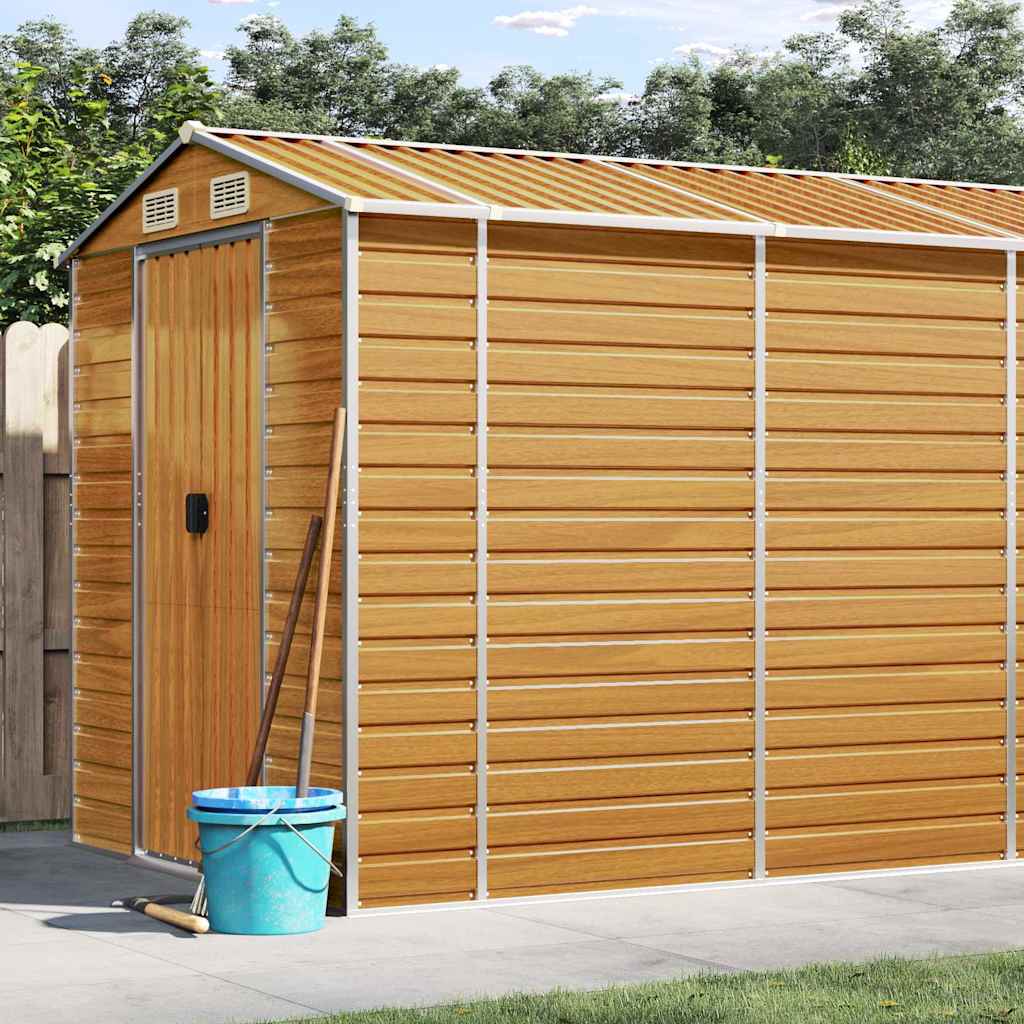 Capanno Giardino Marrone Chiaro 191x725x198cm Acciaio Zincato