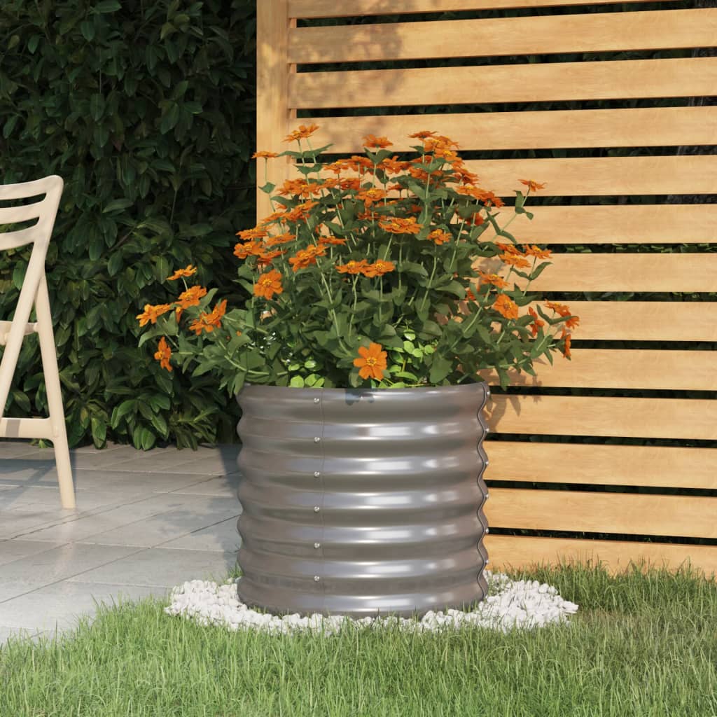 Vaso da Giardino Acciaio Zincato 40x40x36cm Grigio