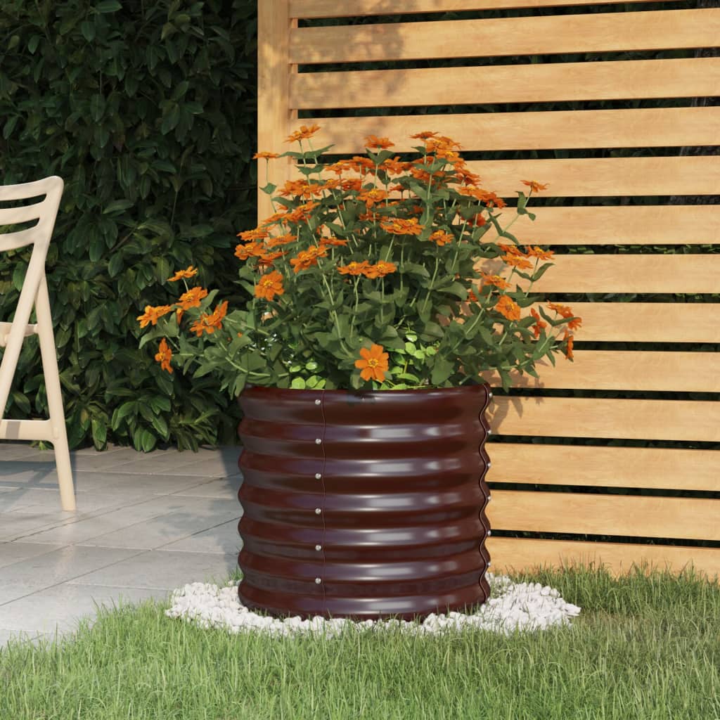 Vaso Giardino Acciaio Zincato 40x40x36 cm Marrone