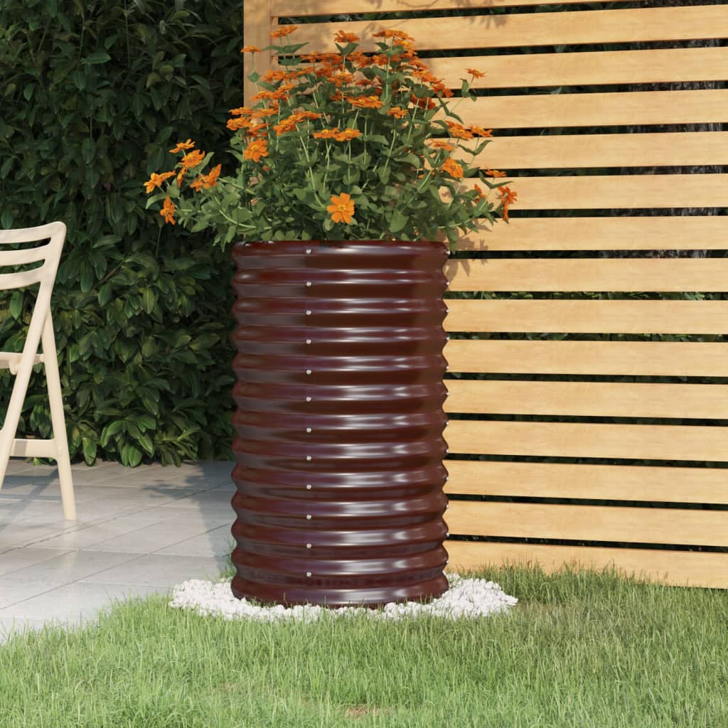Vaso Giardino Acciaio Zincato 40x40x68 cm Marrone