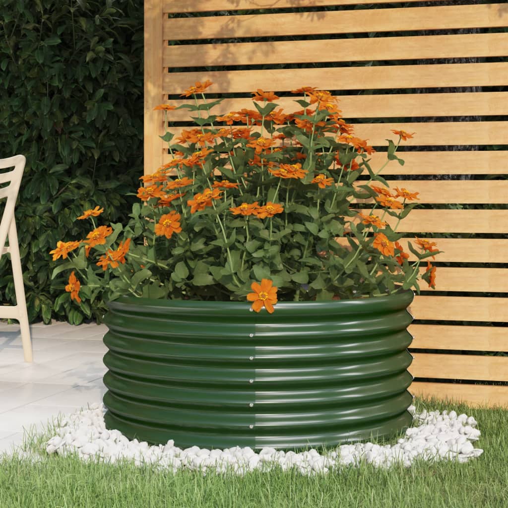 Vaso da Giardino Acciaio Zincato 80x80x36 cm Verde