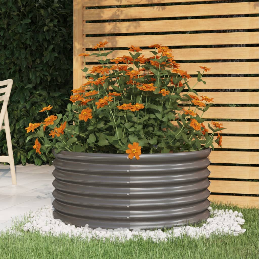 Vaso da Giardino Acciaio Zincato 80x80x36cm Grigio