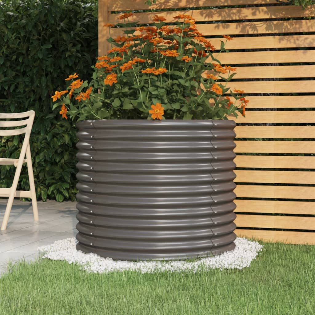 Vaso da Giardino Acciaio Zincato 80x80x68cm Grigio