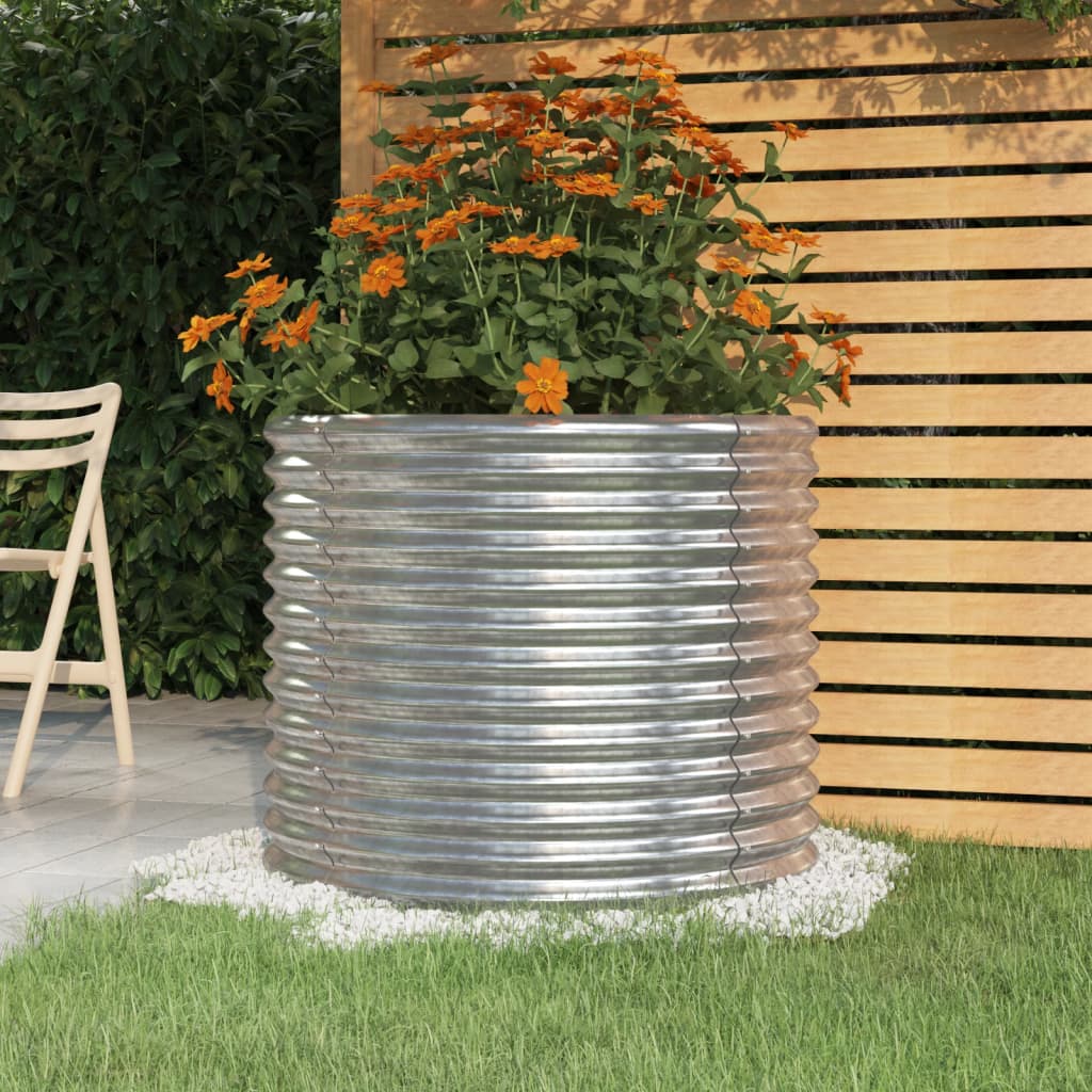 Vaso Giardino Acciaio Zincato 80x80x68 cm Argento