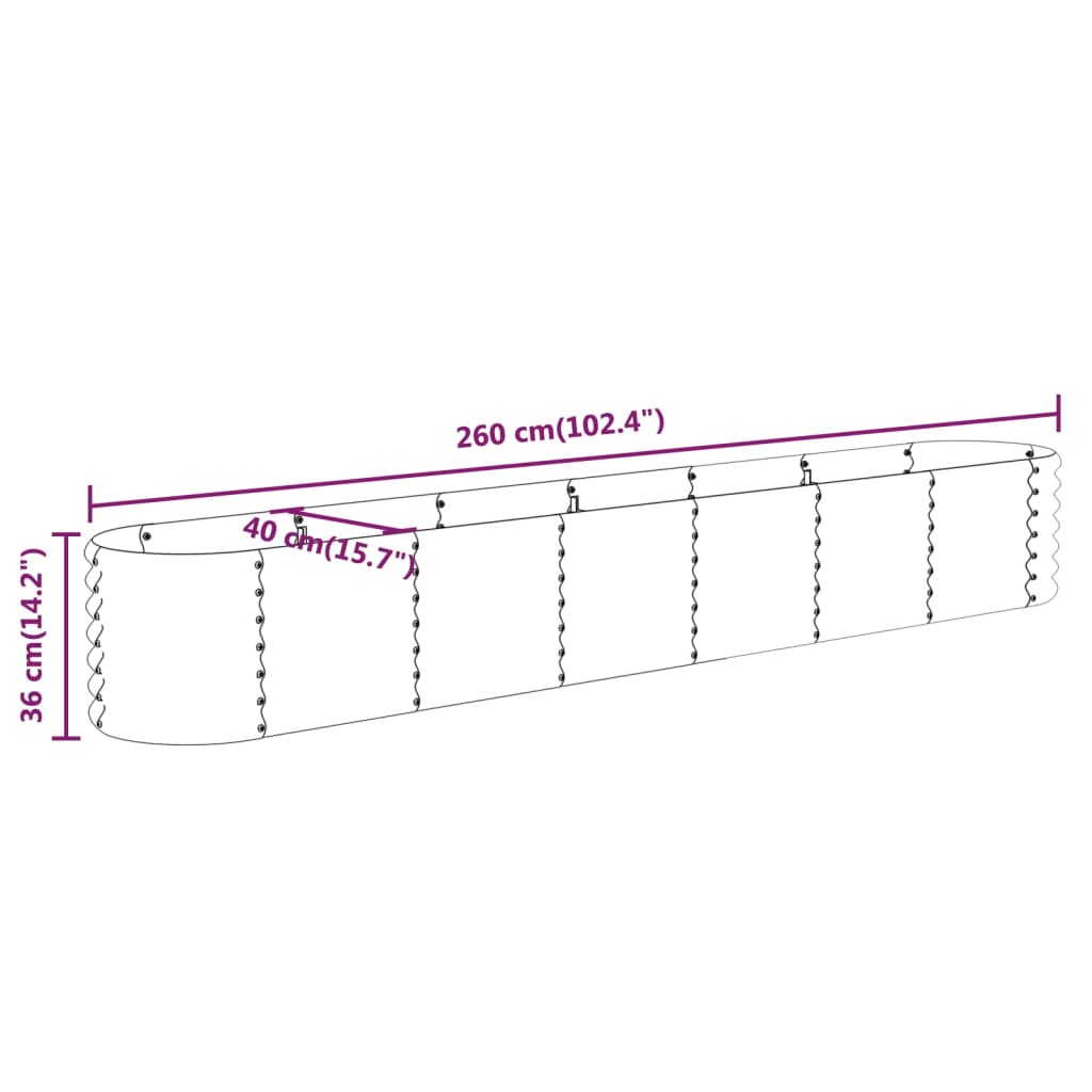 Letto Giardino Acciaio Zincato 260x40x36cm Marrone