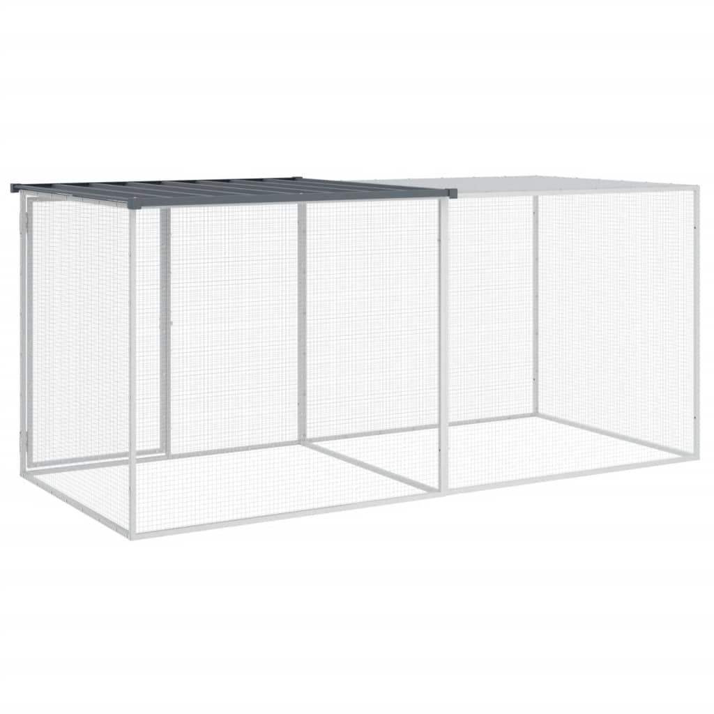 Gabbia per polli con tetto antracite 203x98x90 cm in acciaio zincato