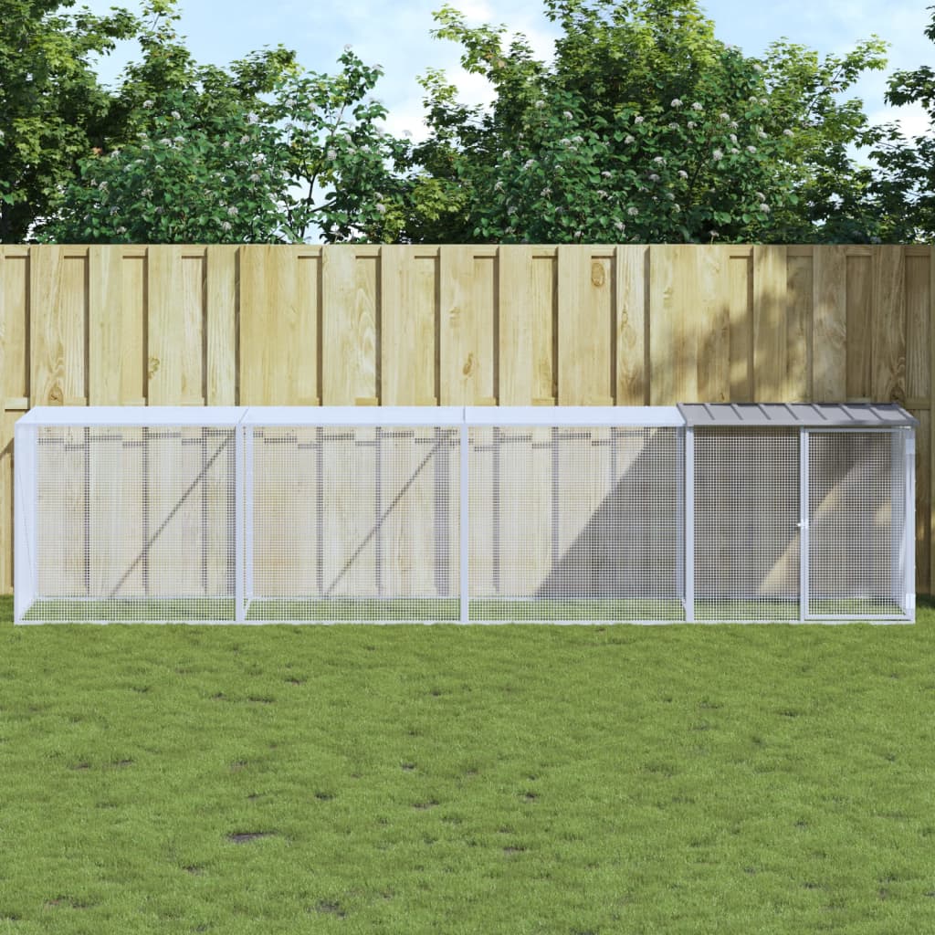 Gabbia Polli Tetto Grigio Chiaro 403x98x90 cm Acciaio Zincato