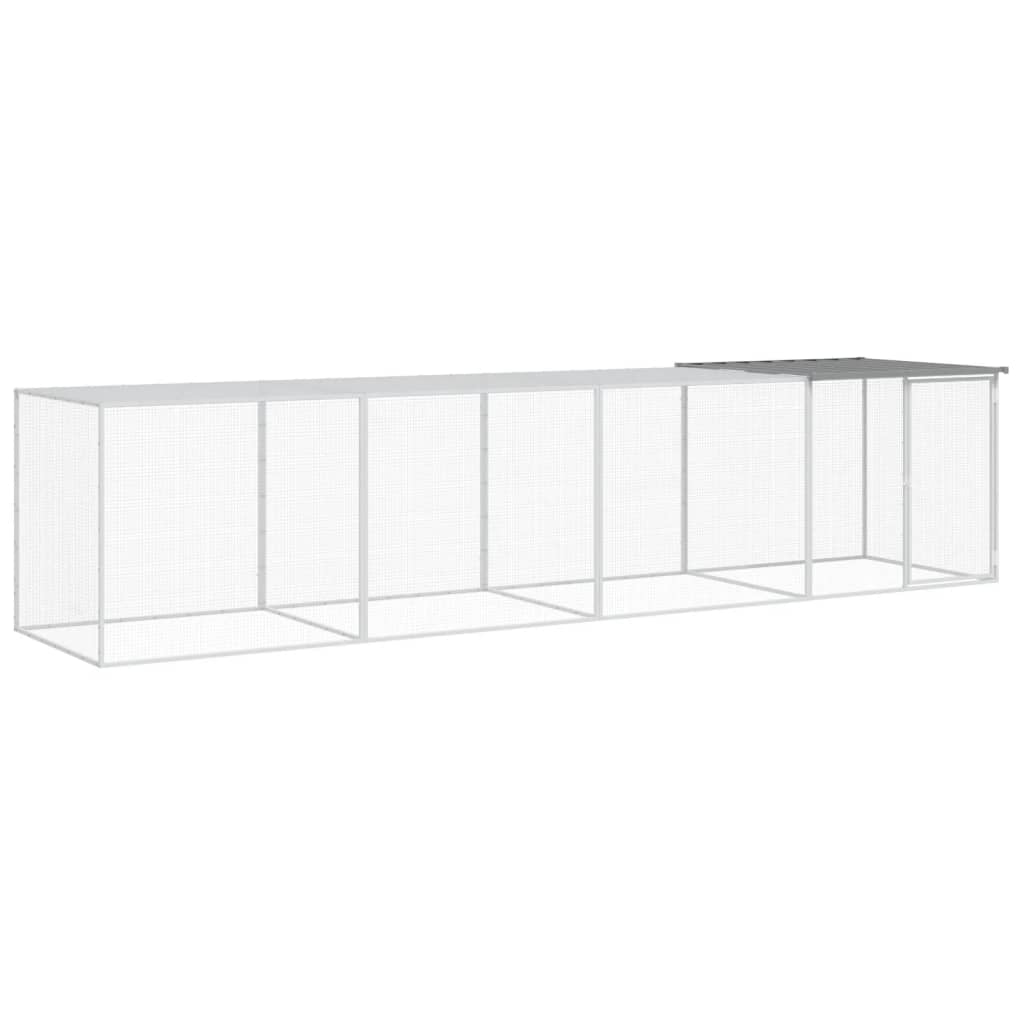 Gabbia Polli Tetto Grigio Chiaro 403x98x90 cm Acciaio Zincato