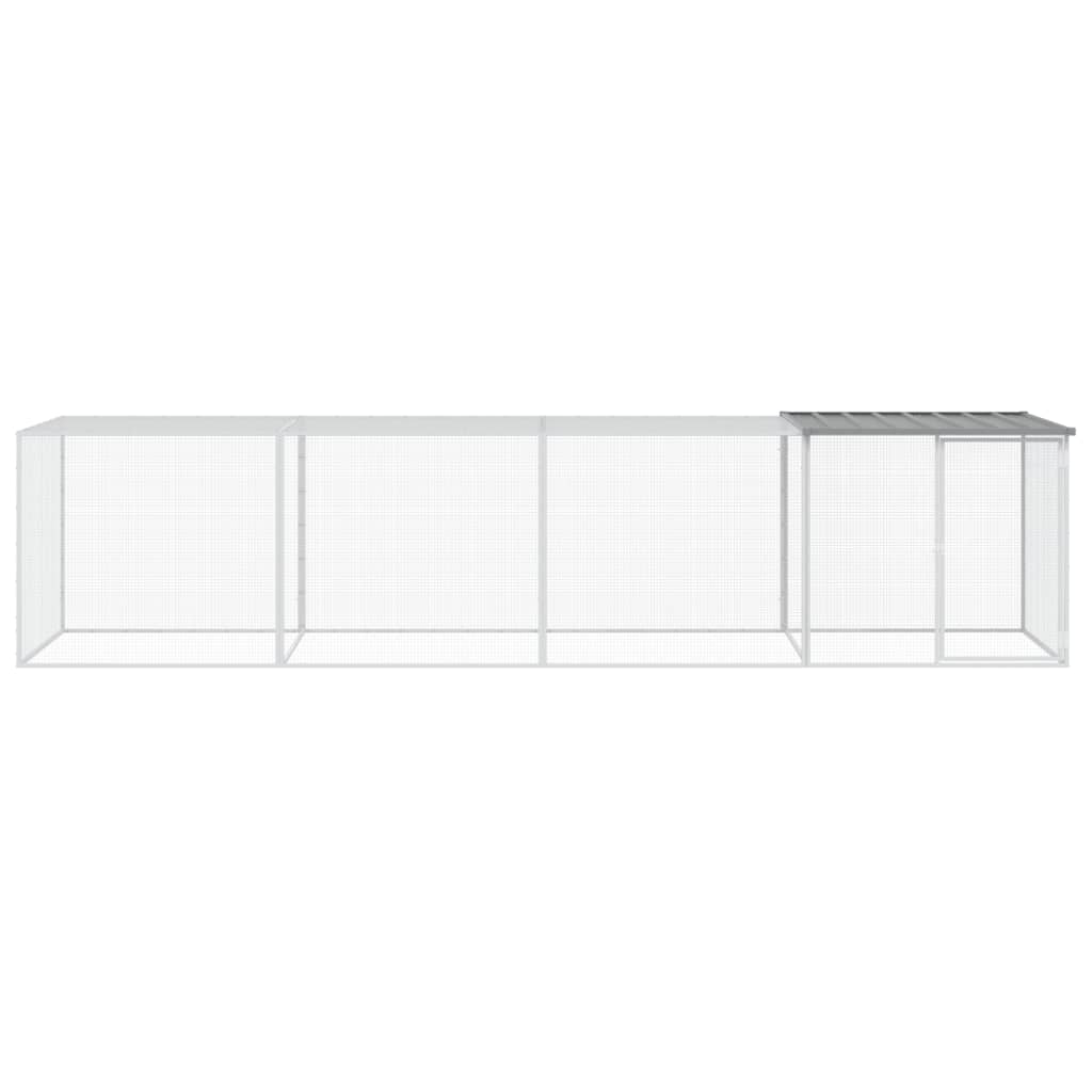 Gabbia Polli Tetto Grigio Chiaro 403x98x90 cm Acciaio Zincato