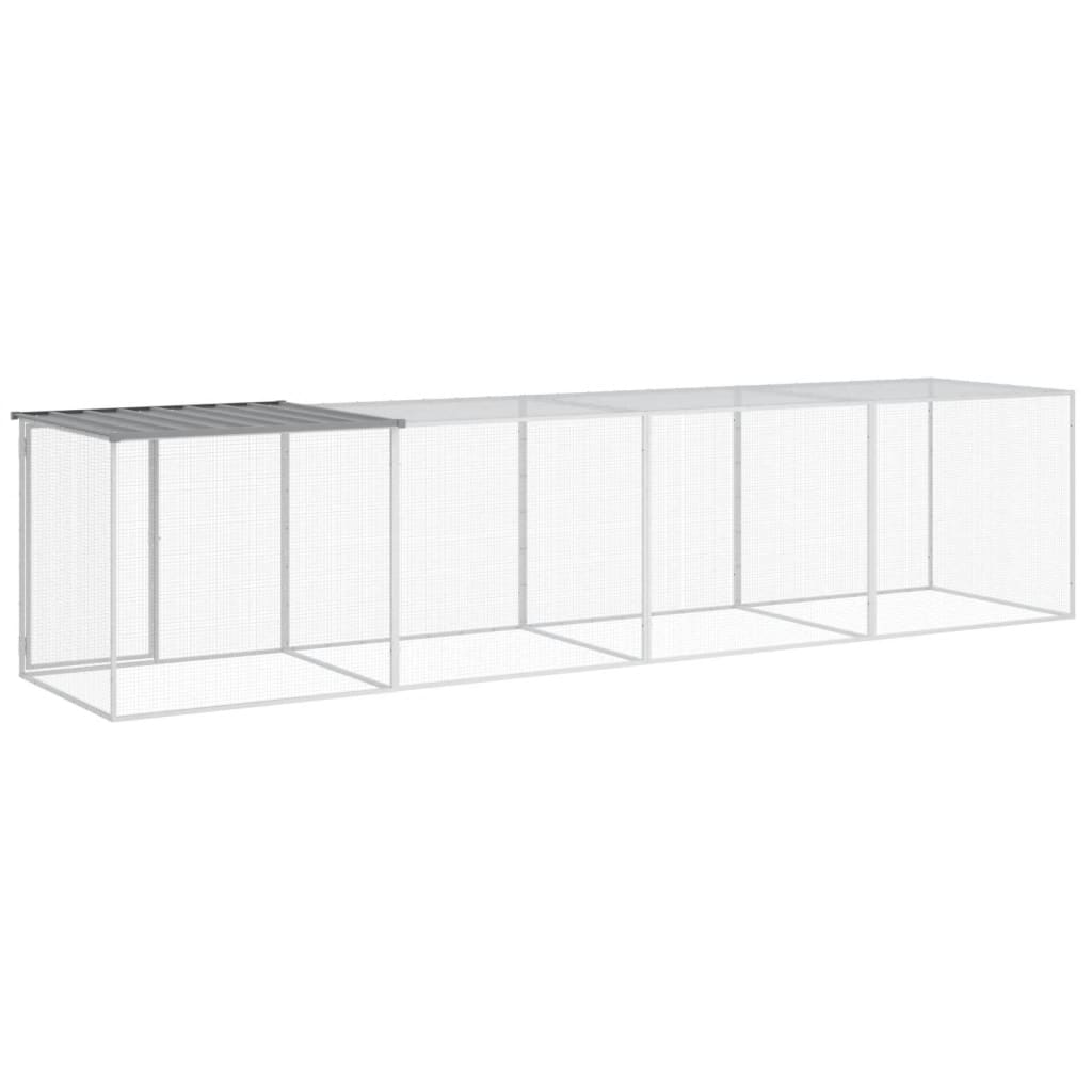 Gabbia Polli Tetto Grigio Chiaro 403x98x90 cm Acciaio Zincato