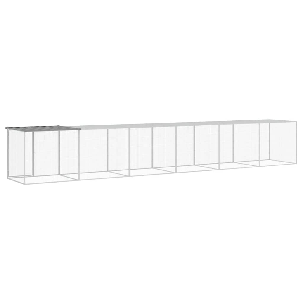 Gabbia Polli Tetto Grigio Chiaro 603x98x90 cm Acciaio Zincato