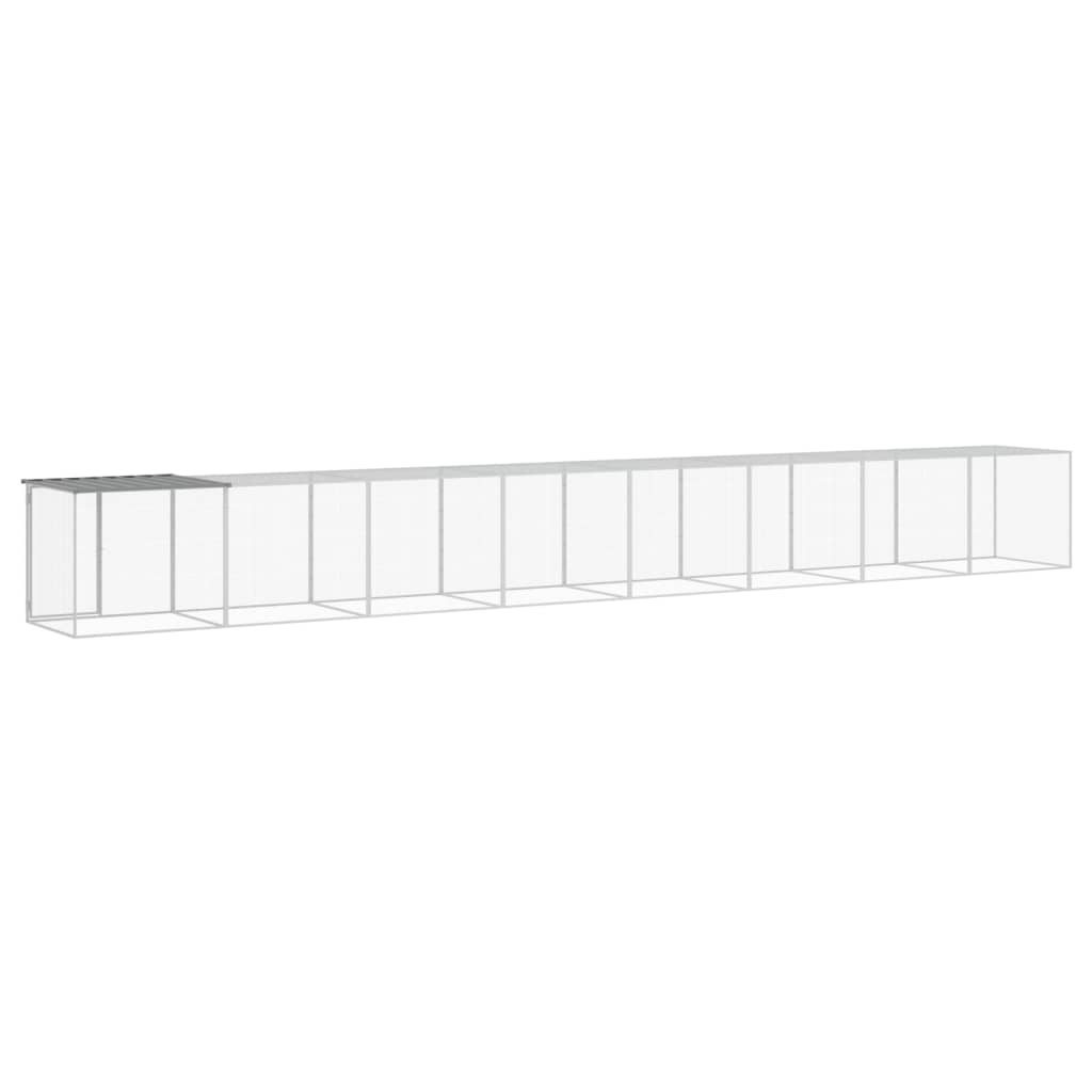Gabbia Polli Tetto Grigio Chiaro 803x98x90 cm Acciaio Zincato