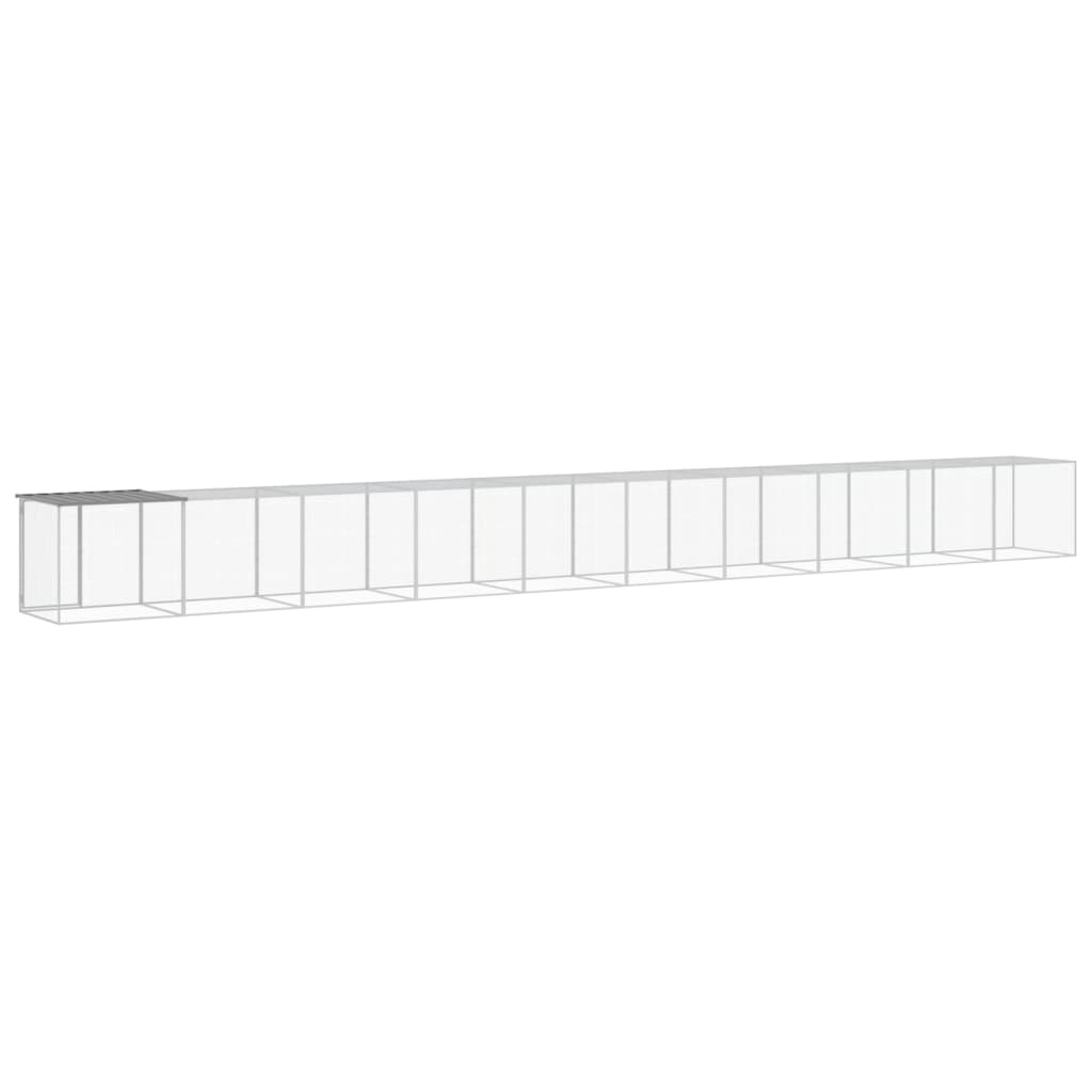 Gabbia Polli Tetto Grigio Chiaro 1003x98x90 cm Acciaio Zincato