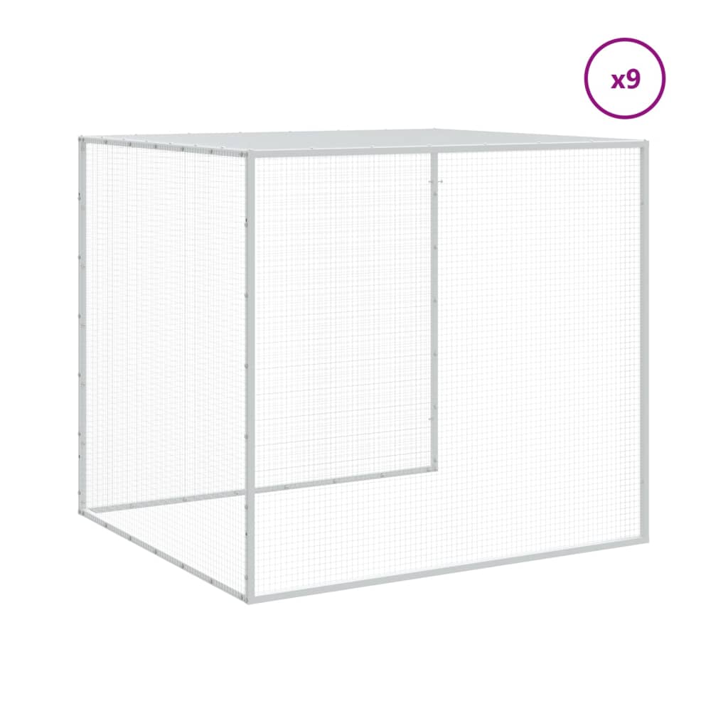 Gabbia Polli Tetto Grigio Chiaro 1003x98x90 cm Acciaio Zincato