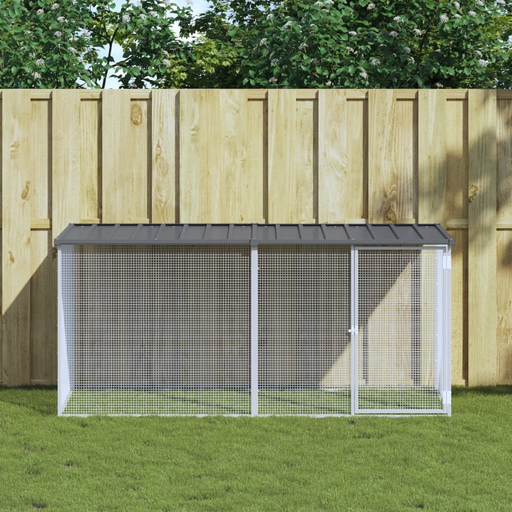 Gabbia per polli con tetto antracite 203x98x90 cm in acciaio zincato