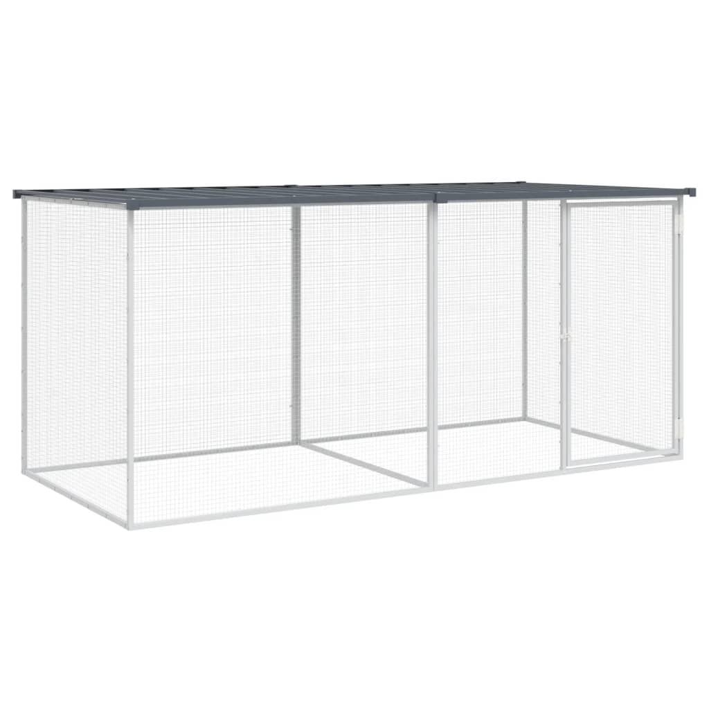 Gabbia per polli con tetto antracite 203x98x90 cm in acciaio zincato